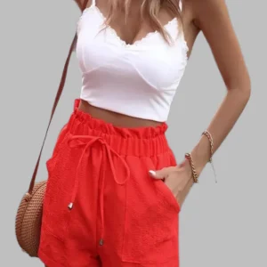 Zoe Short Femme – Short Estival Léger avec Poches Inclinées et Tissu Respirant Confortable