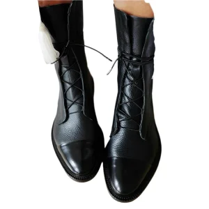 Zuriel Bottes Femme – Bottes Hautes Élégantes à Talon & Lacets en Cuir Premium