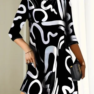 Alanna Robe Femme – Robe d’Automne Élégante et Confortable avec Motif Tendance