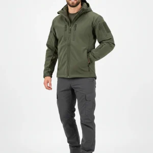 Zoren Veste Softshell Tactique Homme – Coupe-Vent Imperméable avec Capuche Ajustable