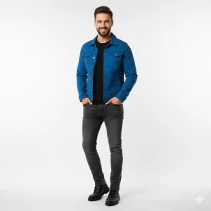 Zivex Veste en Jean Homme – Denim Classique en Coton avec Boutons et Poches Poitrine
