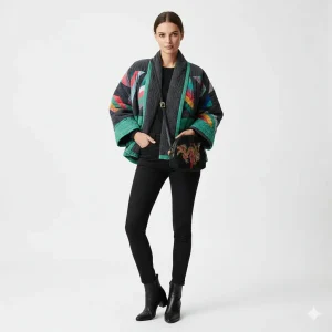 Zeline Veste Matelassée Femme – Manteau Oversize Patchwork Rétro au Style Moderne