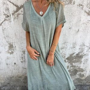 Alba Robe Bohème Femme – 100% Lin Bio avec Coupe Flatteuse & Tissu Respirant Éco-Confort